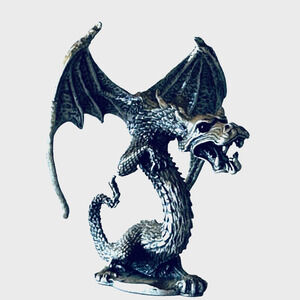 Parma Pewter Winged Dragon w/Red Crystal Eyes 1983 Fantasy Mythical Vintage
